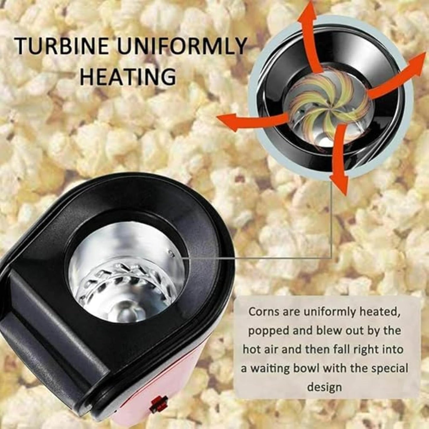 Mini Home Popcorn Maker/صانعة الفشار المنزلية الصغيرة with Measuring Cup and Removable Lid