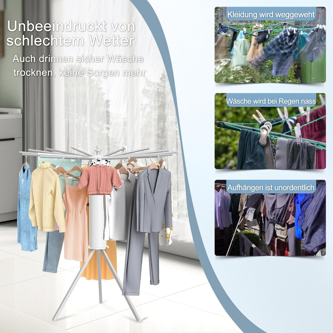 Foldable 360° Rotating Clothes Drying Stand/حامل تجفيف ملابس قابل للطي يدور 360 درجة | | Aluminum Tripod Laundry Rack
