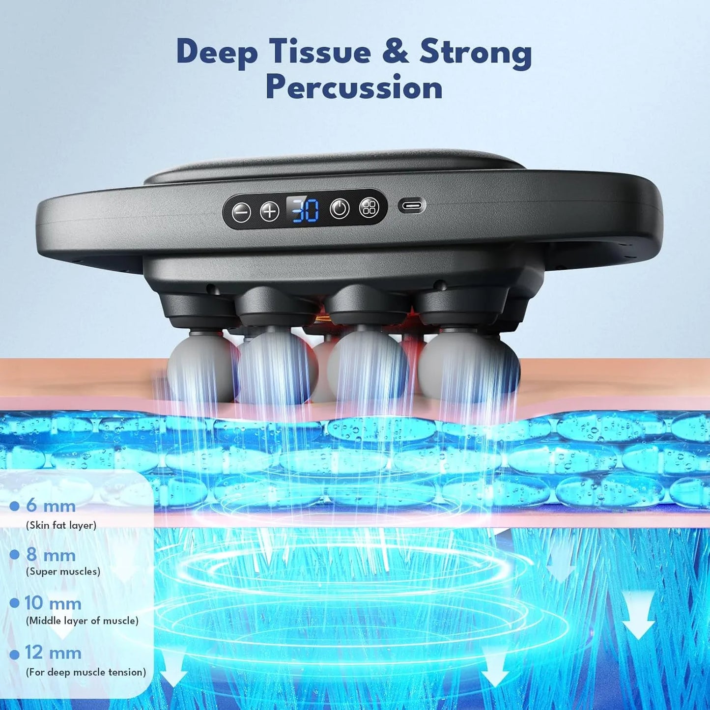 8 Head Massage Gun/مسدس تدليك بثمانية رؤوس_ for Back, Shoulders, Legs, & Muscle Pain Relief