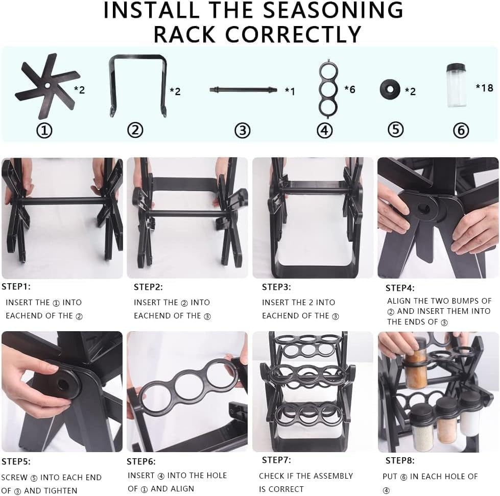 Spice Rack Organizer/منظم رف التوابل With 18 Spice Jars