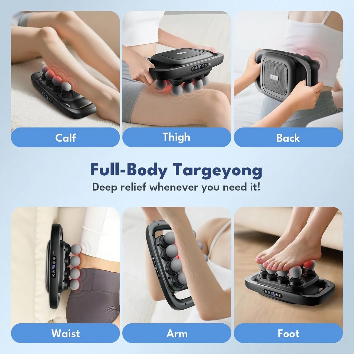 8 Head Massage Gun/مسدس تدليك بثمانية رؤوس_ for Back, Shoulders, Legs, & Muscle Pain Relief