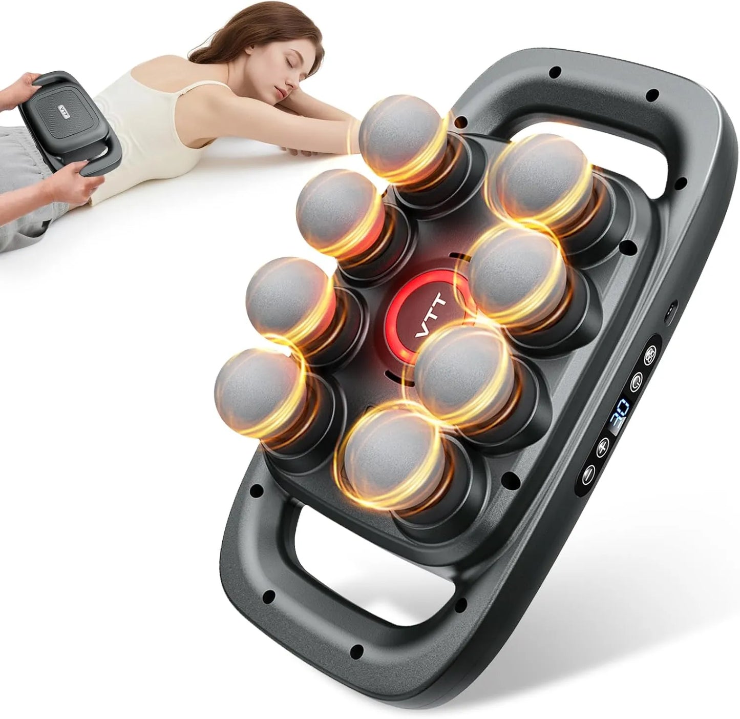 8 Head Massage Gun/مسدس تدليك بثمانية رؤوس_ for Back, Shoulders, Legs, & Muscle Pain Relief