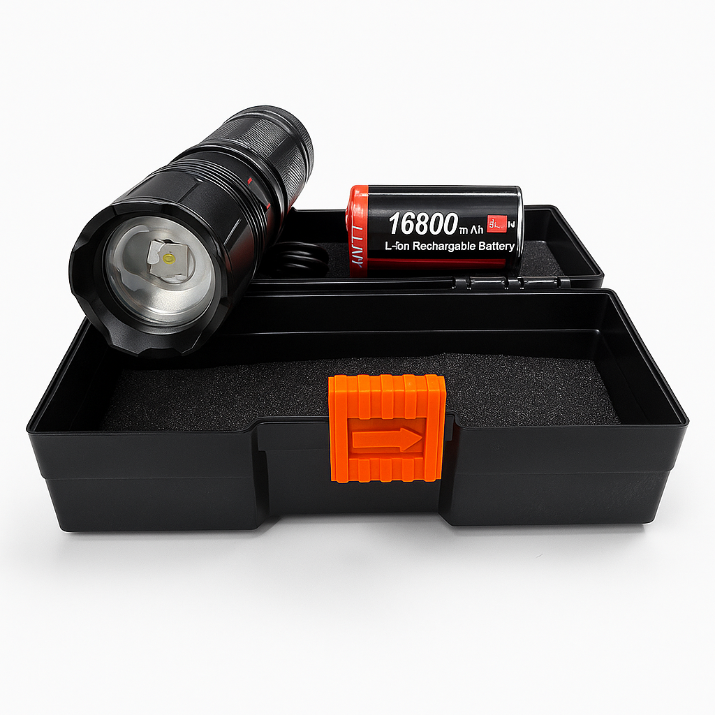 High-Power Rechargeable LED Flashlight Kit/مصباح يدوي LED