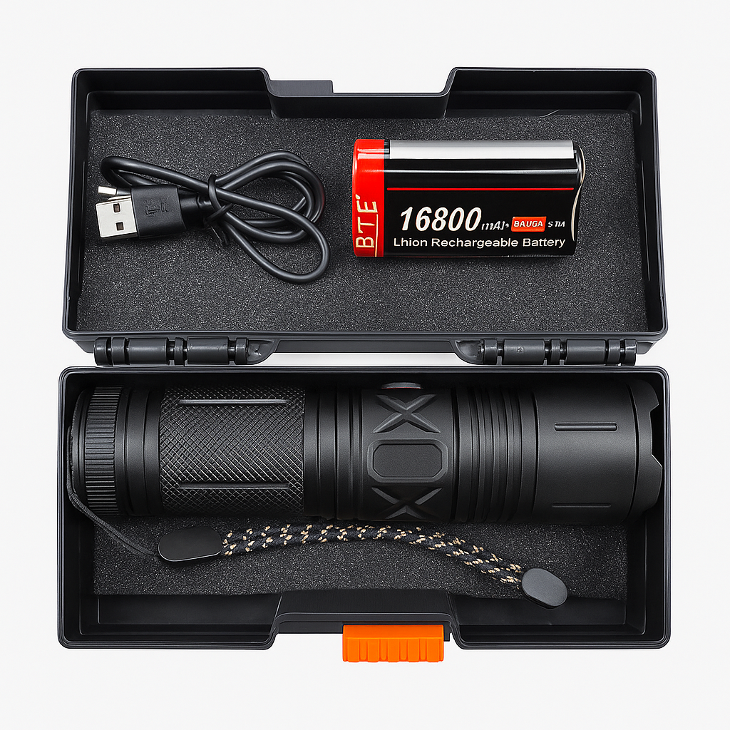 High-Power Rechargeable LED Flashlight Kit/مصباح يدوي LED